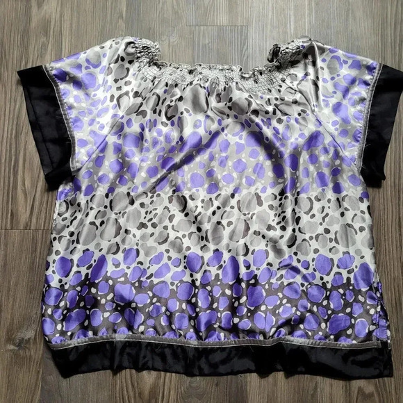 Lane Bryant Women's Blouse Top 26/28 Multicolor 100% Polyester Short Sleeves - Picture 3 of 8